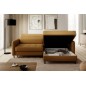 Canapé d'angle convertible en tissu, avec rangement, moutarde, angle droit, GOVIA, 3 places Canapé d'angle convertible en tissu, avec rangement, moutarde, angle droit, GOVIA, 3 places