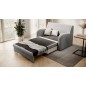 Joli canapé convertible avec rangement en velours gris, ARIEL, 2 places Joli canapé convertible avec rangement en velours gris, ARIEL, 2 places