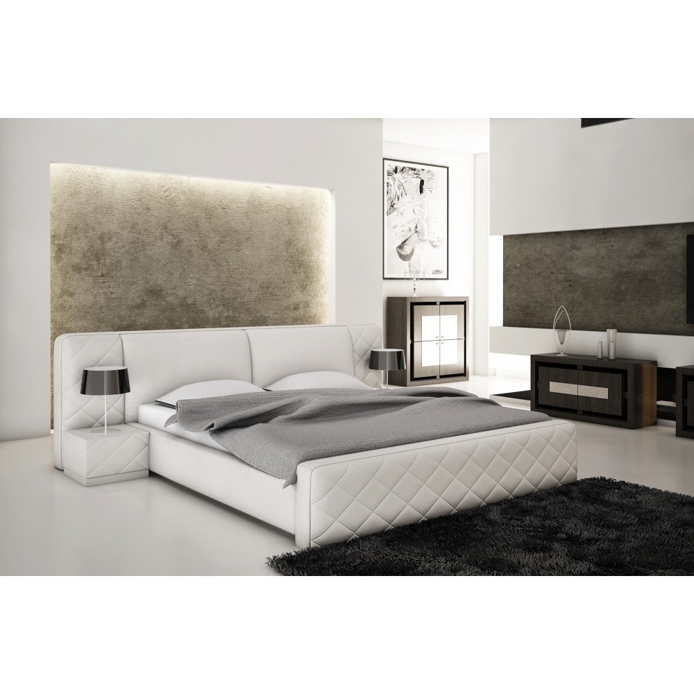 Lit en cuir italien de luxe ELEGANCE, blanc, 140x190 Lit en cuir italien de luxe ELEGANCE, blanc, 140x190