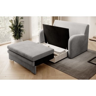 Joli canapé convertible avec rangement en velours gris, ARIEL