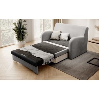Joli canapé convertible avec rangement en velours gris clair / gris foncé, ARIEL