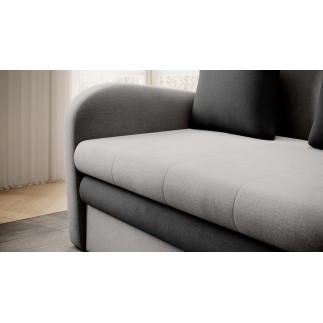 Joli canapé convertible avec rangement en velours gris clair / gris foncé, ARIEL