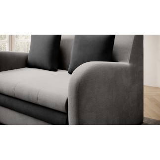 Joli canapé convertible avec rangement en velours gris clair / gris foncé, ARIEL