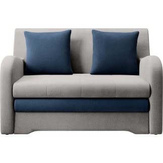 Joli canapé convertible avec rangement en velours gris et bleu, ARIEL