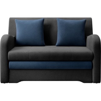 Joli canapé convertible avec rangement en velours gris antracite et bleu, ARIEL