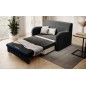 Joli canapé convertible avec rangement en velours gris antracite et bleu, ARIEL, Gris anthracite / Bleu, 2 places Joli canapé convertible avec rangement en velours gris antracite et bleu, ARIEL, Gris anthracite / Bleu, 2 places