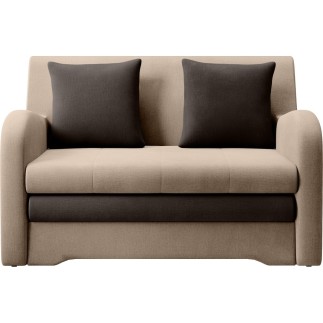 Joli canapé convertible avec rangement en velours beige et chocolat, ARIEL