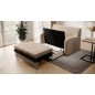 Joli canapé convertible avec rangement en velours beige et chocolat, ARIEL, 2 places Joli canapé convertible avec rangement en velours beige et chocolat, ARIEL, 2 places
