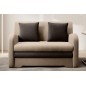 Joli canapé convertible avec rangement en velours beige et chocolat, ARIEL, 2 places Joli canapé convertible avec rangement en velours beige et chocolat, ARIEL, 2 places