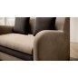 Joli canapé convertible avec rangement en velours beige et chocolat, ARIEL, 2 places Joli canapé convertible avec rangement en velours beige et chocolat, ARIEL, 2 places