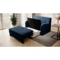 Joli canapé convertible avec rangement en velours bleu foncé, ARIEL, 2 places Joli canapé convertible avec rangement en velours bleu foncé, ARIEL, 2 places