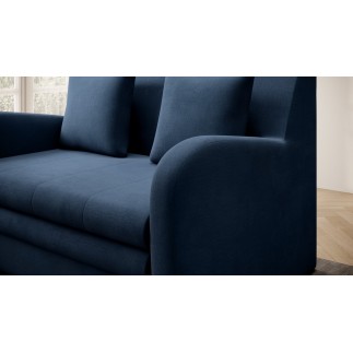 Joli canapé convertible avec rangement en velours bleu foncé, ARIEL