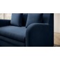 Joli canapé convertible avec rangement en velours bleu foncé, ARIEL, 2 places Joli canapé convertible avec rangement en velours bleu foncé, ARIEL, 2 places