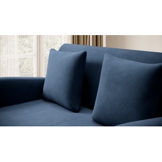 Joli canapé convertible avec rangement en velours bleu foncé, ARIEL