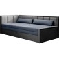 Canapé convertible en tissu avec rangement, bleu et gris, angle gauche, FULA, 3 places Canapé convertible en tissu avec rangement, bleu et gris, angle gauche, FULA, 3 places