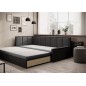 Canapé convertible en tissu avec rangement, bleu et gris, angle gauche, FULA, 3 places Canapé convertible en tissu avec rangement, bleu et gris, angle gauche, FULA, 3 places