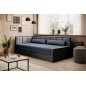 Canapé convertible en tissu avec rangement, bleu et gris, angle gauche, FULA, 3 places Canapé convertible en tissu avec rangement, bleu et gris, angle gauche, FULA, 3 places