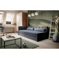 Canapé convertible en tissu avec rangement, bleu et gris, angle gauche, FULA, 3 places Canapé convertible en tissu avec rangement, bleu et gris, angle gauche, FULA, 3 places
