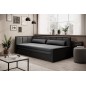 Canapé convertible en tissu avec rangement, gris et noir, angle gauche, FULA, 3 places Canapé convertible en tissu avec rangement, gris et noir, angle gauche, FULA, 3 places
