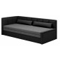 Canapé convertible en tissu avec rangement, gris et noir, angle gauche, FULA, 3 places Canapé convertible en tissu avec rangement, gris et noir, angle gauche, FULA, 3 places