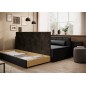 Canapé convertible en tissu avec rangement, gris et noir, angle gauche, FULA, 3 places Canapé convertible en tissu avec rangement, gris et noir, angle gauche, FULA, 3 places