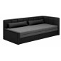Canapé convertible en tissu avec rangement, gris et noir, angle DROIT, FULA, 3 places Canapé convertible en tissu avec rangement, gris et noir, angle DROIT, FULA, 3 places