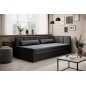 Canapé convertible en tissu avec rangement, gris et noir, angle DROIT, FULA, 3 places Canapé convertible en tissu avec rangement, gris et noir, angle DROIT, FULA, 3 places