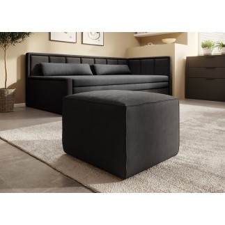 Canapé convertible en tissu avec rangement, gris et noir, angle DROIT, FULA