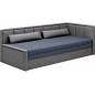 Canapé convertible en tissu avec rangement, bleu et gris, angle droit, FULA, 3 places Canapé convertible en tissu avec rangement, bleu et gris, angle droit, FULA, 3 places