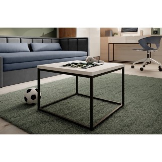 Canapé convertible en tissu avec rangement, bleu et gris, angle droit, FULA
