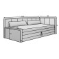 Canapé convertible en tissu avec rangement, bleu et gris, angle droit, FULA, 3 places Canapé convertible en tissu avec rangement, bleu et gris, angle droit, FULA, 3 places