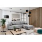 Canapé d'angle convertible en velours, avec rangement, gris, angle droit, DALLAS, 4 places