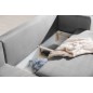 Canapé d'angle convertible en velours, avec rangement, gris, angle droit, DALLAS, 4 places