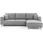 Canapé d'angle convertible en velours, avec rangement, gris, angle droit, DALLAS, 4 places