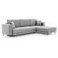 Canapé d'angle convertible en velours, avec rangement, gris, angle droit, DALLAS, 4 places
