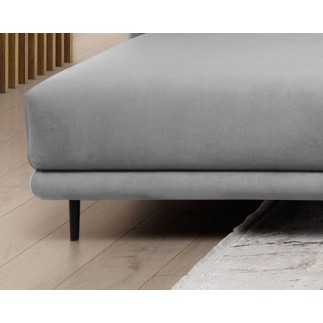 Canapé d'angle convertible en velours, avec rangement, gris, angle droit, DALLAS