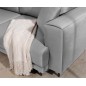 Canapé d'angle convertible en velours, avec rangement, gris, angle droit, DALLAS, 4 places