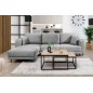 Canapé d'angle convertible - en velours, avec rangement, gris, angle gauche, DALLAS, 4 places