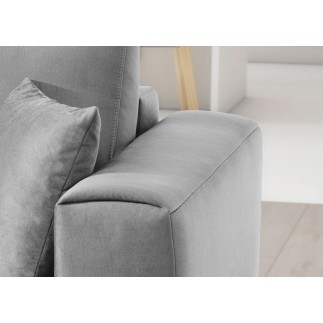 Canapé d'angle convertible - en velours, avec rangement, gris, angle gauche, DALLAS