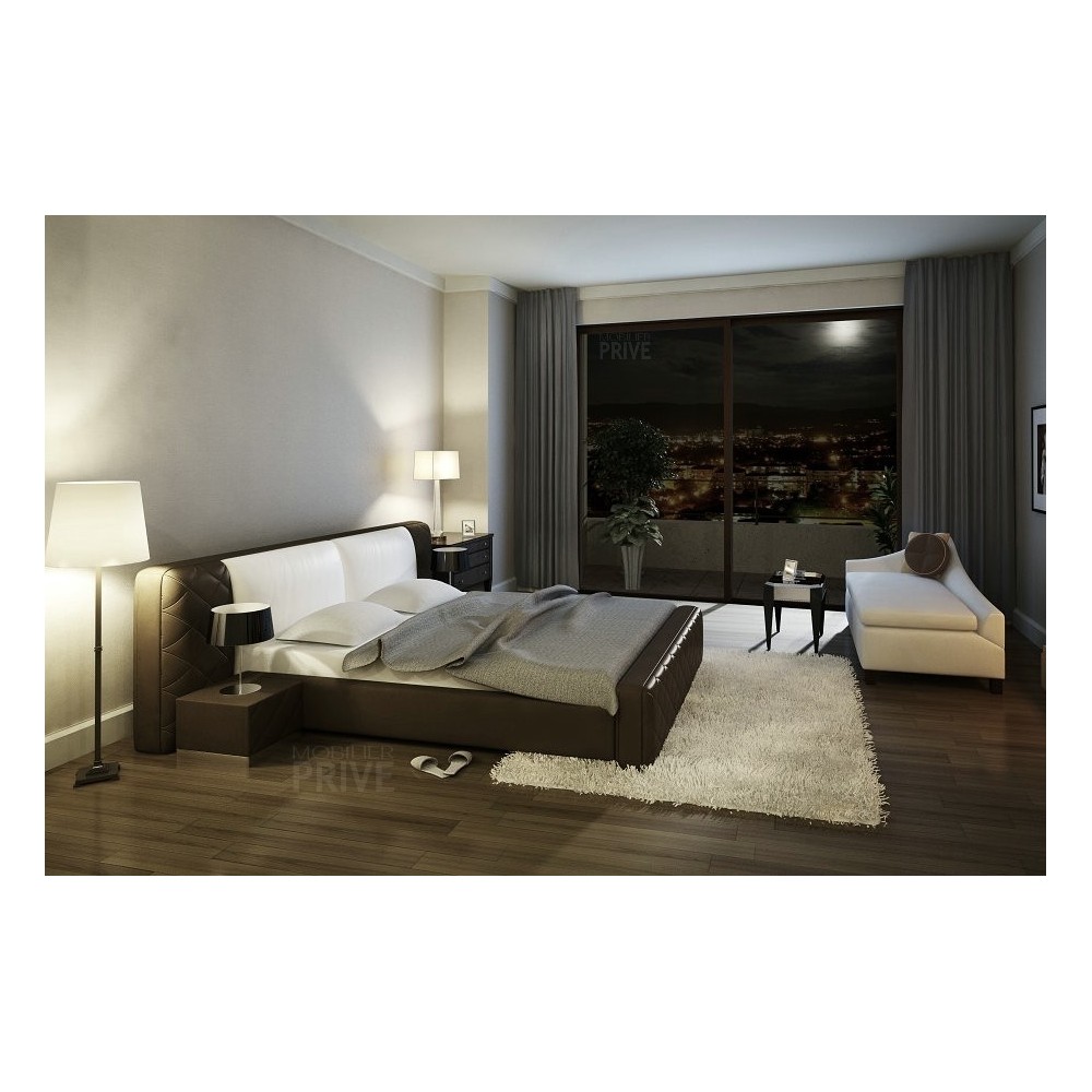 Lit en cuir italien de luxe ELEGANCE, chocolat et blanc, 160x200 Lit en cuir italien de luxe ELEGANCE, chocolat et blanc, 160x200