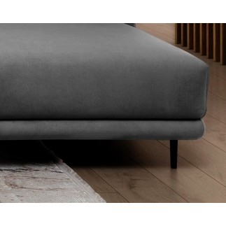 Canapé d'angle convertible en velours, avec rangement, gris foncé, angle gauche, DALLAS