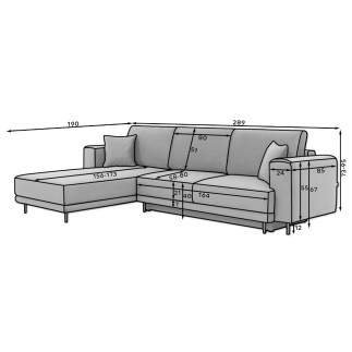 Canapé d'angle convertible en velours, avec rangement, gris foncé, angle droit, DALLAS