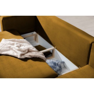 Canapé d'angle convertible en velours, avec rangement, BRONZE, angle gauche, DALLAS