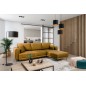 Canapé d'angle convertible en velours, avec rangement, BRONZE, angle droit, DALLAS, 4 places