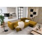 Canapé d'angle convertible en velours, avec rangement, BRONZE, angle droit, DALLAS, 4 places