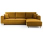 Canapé d'angle convertible en velours, avec rangement, BRONZE, angle droit, DALLAS, 4 places