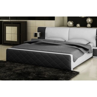 Lit en cuir italien de luxe ELEGANCE, noir et blanc