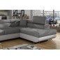 Canapé d'angle convertible en tissu luxe et simili cuir 5 places, coffre, gris / blanc cassé, angle droit (vu de face), ANNECY M Canapé d'angle convertible en tissu luxe et simili cuir 5 places, coffre, gris / blanc cassé, angle droit (vu de face), ANNECY M
