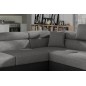 Canapé d'angle convertible en tissu luxe et simili cuir 5 places, coffre, gris / noir, angle droit (vu de face), ANNECY MIX