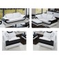 Ensemble composé : Un canapé 3 places + un canapé 2 places + 2 fauteuils en cuir italien vachette CANDIDE blanc et noir Ensemble composé : Un canapé 3 places + un canapé 2 places + 2 fauteuils en cuir italien vachette CANDIDE blanc et noir